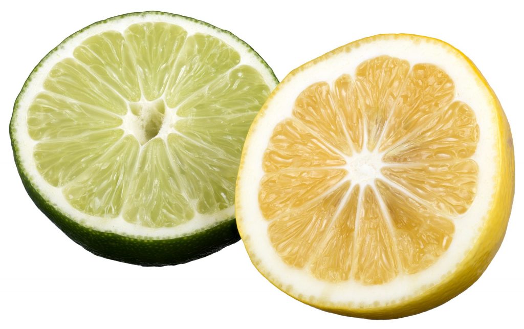 Sliced lime and lemon.