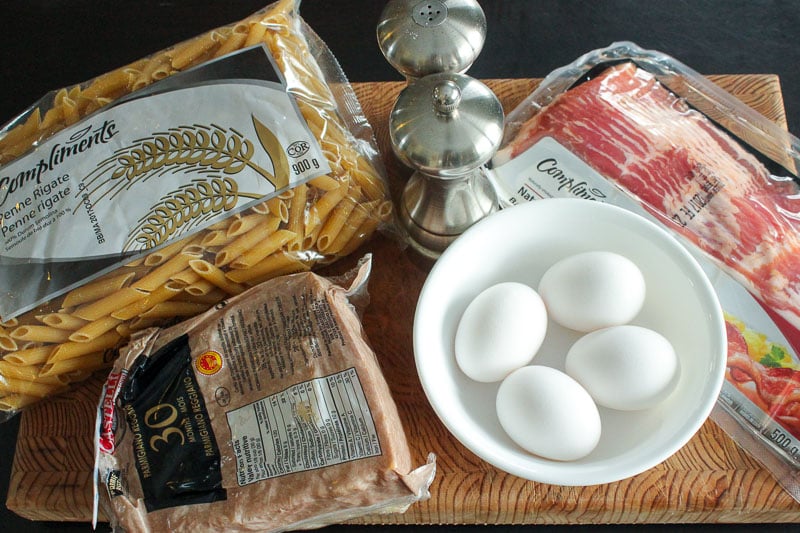 Pasta Carbonara Ingredients.