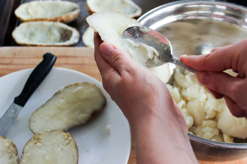 Scooping Potatoes with Spoon.