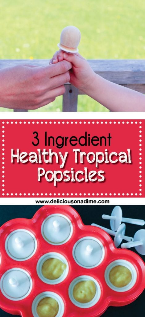 3 Ingredient Healthy Tropical Popsicles are easy to make in just a few minutes and make the cutest little popsicles in the best popsicle mold for toddlers that I've ever found!