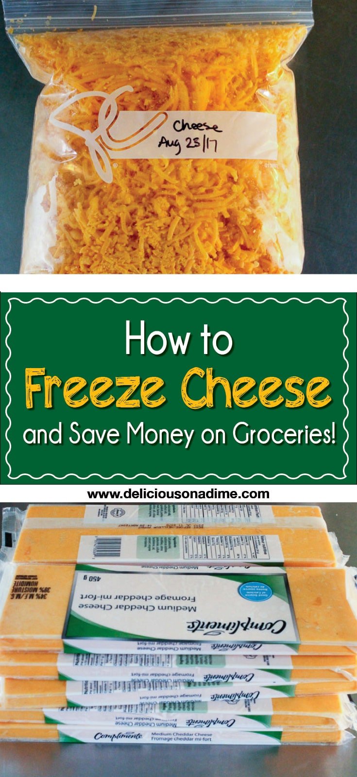 This quick and easy tip is for any of you who ever wondered, "Hmmmm... can you freeze cheese?" Yes, you can freeze cheese, and it's awesome. How to freeze cheese and save money on groceries.