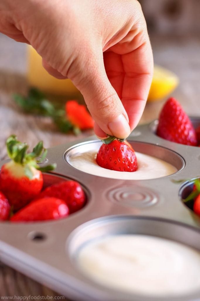 Strawberry Dipped into Lemon Curd Dip.