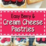 This Easy Berry and Cream Cheese Pastries recipe takes buttery puff pastry, tops it with a rich cream cheese filling and juicy fresh blueberries or raspberries (and chocolate, if you want!). They take about 15 minutes of active time to make and you can make the components ahead of time, making them perfect for breakfast, brunch or dessert! They're the best!