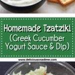 This Homemade Tzatziki recipe (a Greek sauce or dip made from yogurt and cucumbers) is super fresh, creamy and healthy. Bonus: it's easy and cheap to make! Enjoy it as a sandwich spread, salad dressing, a snack dip, on chicken or Greek meatballs. It's delicious!