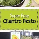 This Super Easy Cilantro Pesto recipe is a simple, healthy condiment you can make in 5 minutes. Then enjoy it on crackers, as a chicken marinade, tossed with pasta, brushed on grilled shrimp, or mixed into a creamy or olive oil salad dressing. So many delicious cilantro possibilities! We LOVE it!