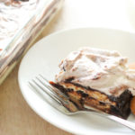 This Easy Chocolate and Vanilla Icebox Cake is the answer to every time you wished for a super easy, make ahead dessert. It's no bake, uses a few pantry staples and comes together in no time. Who says icebox cakes are just for summer?