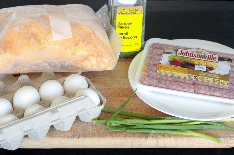 Ingredients for Sausage and Egg Breakfast Muffins.