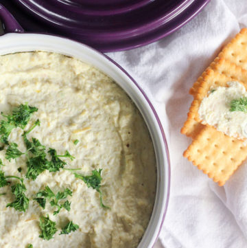 Whipped Artichoke and Feta Dip makes a delicious spread for crackers or chips!