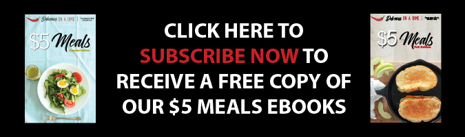 Banner showcasing $5 meals cookbook download for subscribers