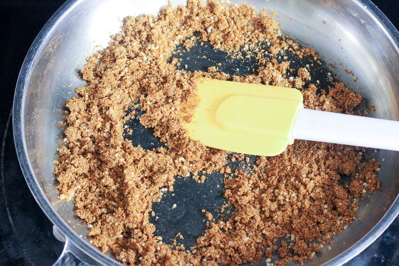 Toasting Spice Mixture in Frying Pan.