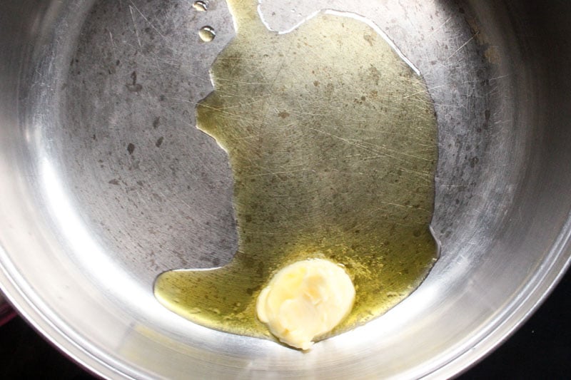 Butter Melting in Frying Pan.