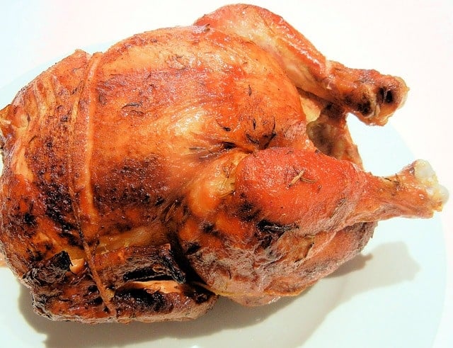 Browned rotisserie chicken.