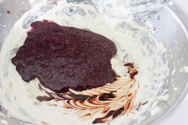 Cream cheese mixture with blueberry puree