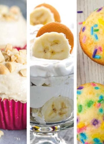Collage of photos of recipes using ripe bananas