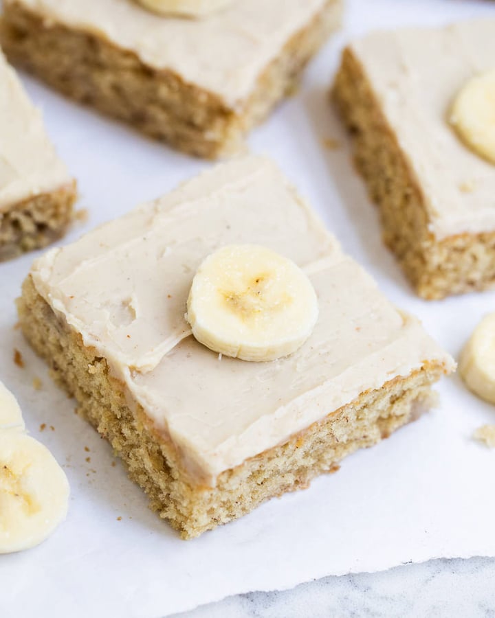 Banana squares with brown butter frosting