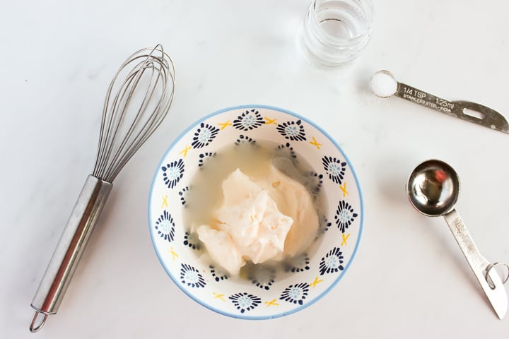 Easy dressing ingredients for chayote salad in bowl