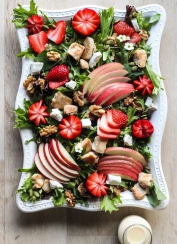 Platter of Strawberry Chicken Salad - with dressing