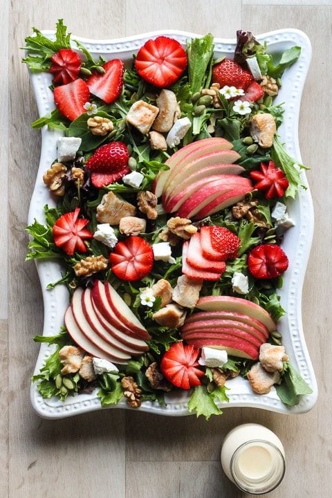 Platter of Strawberry Chicken Salad - with dressing