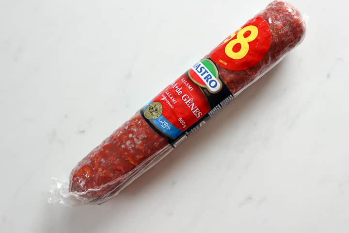 Stick of spicy Italian Genoa salami