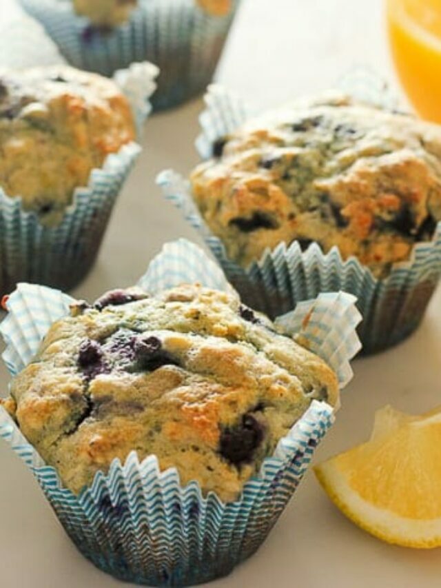 Healthy Lemon Blueberry Muffins (with yogurt!)