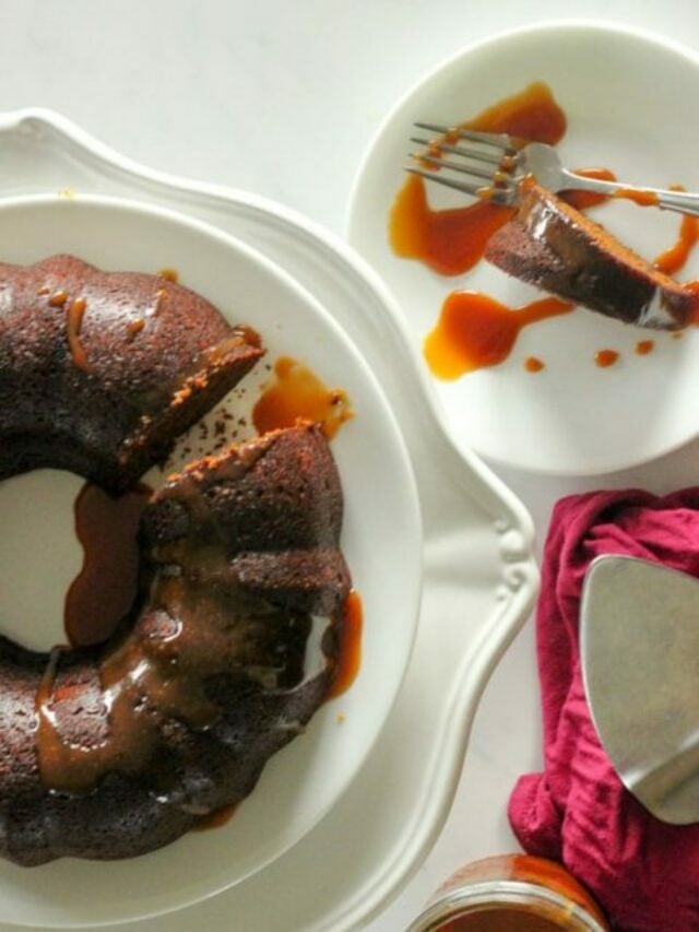 Warm Gingerbread Cake with Salted Caramel Sauce
