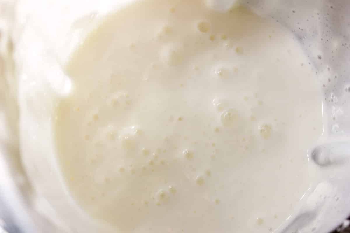 Close up of yogurt being whipped in a blender